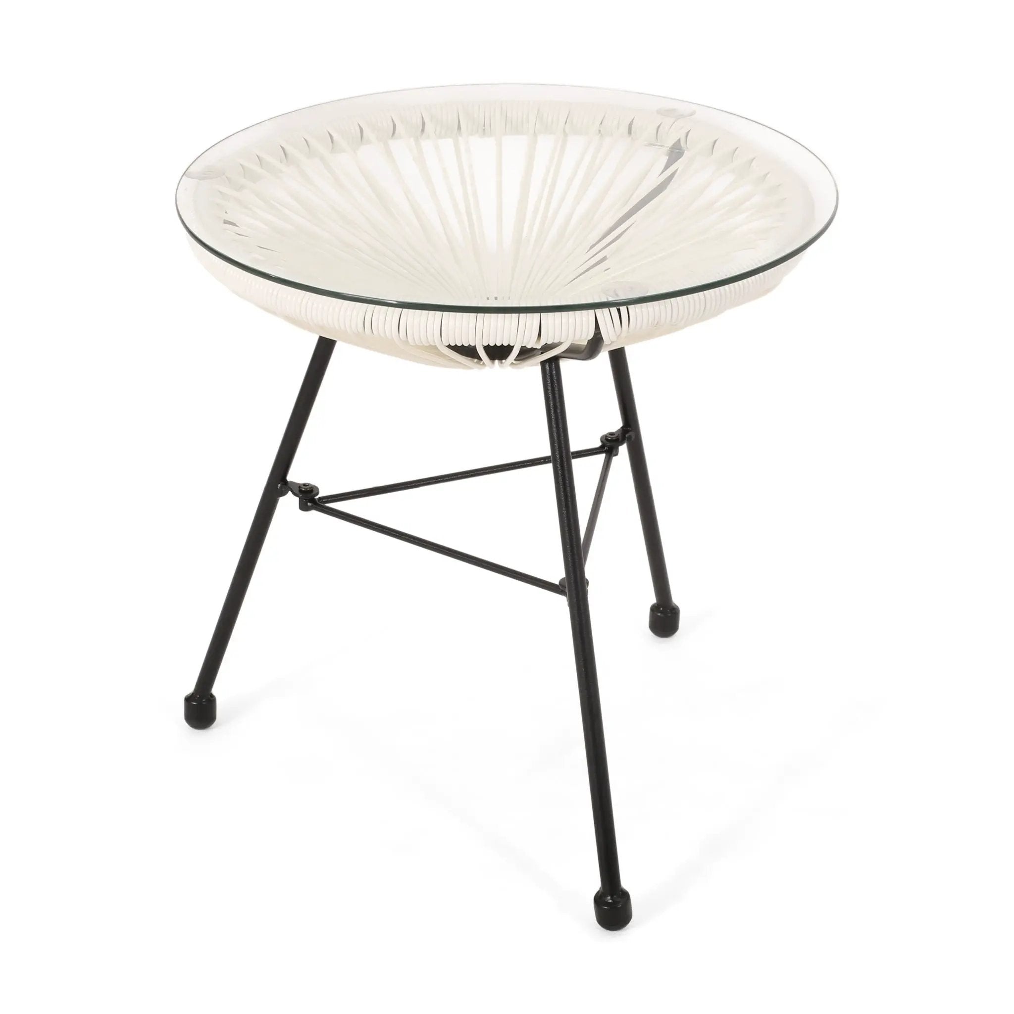 Nusa Modern Rattan Side Table With Tempered Glass Top by HouseOfZazla