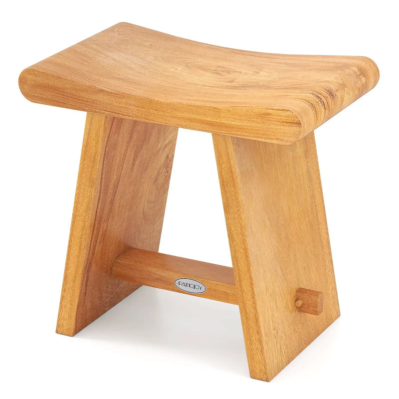 19.5 Inch Teak Shower Bench with Curved Seat for Shaving Legs by DirectDeals