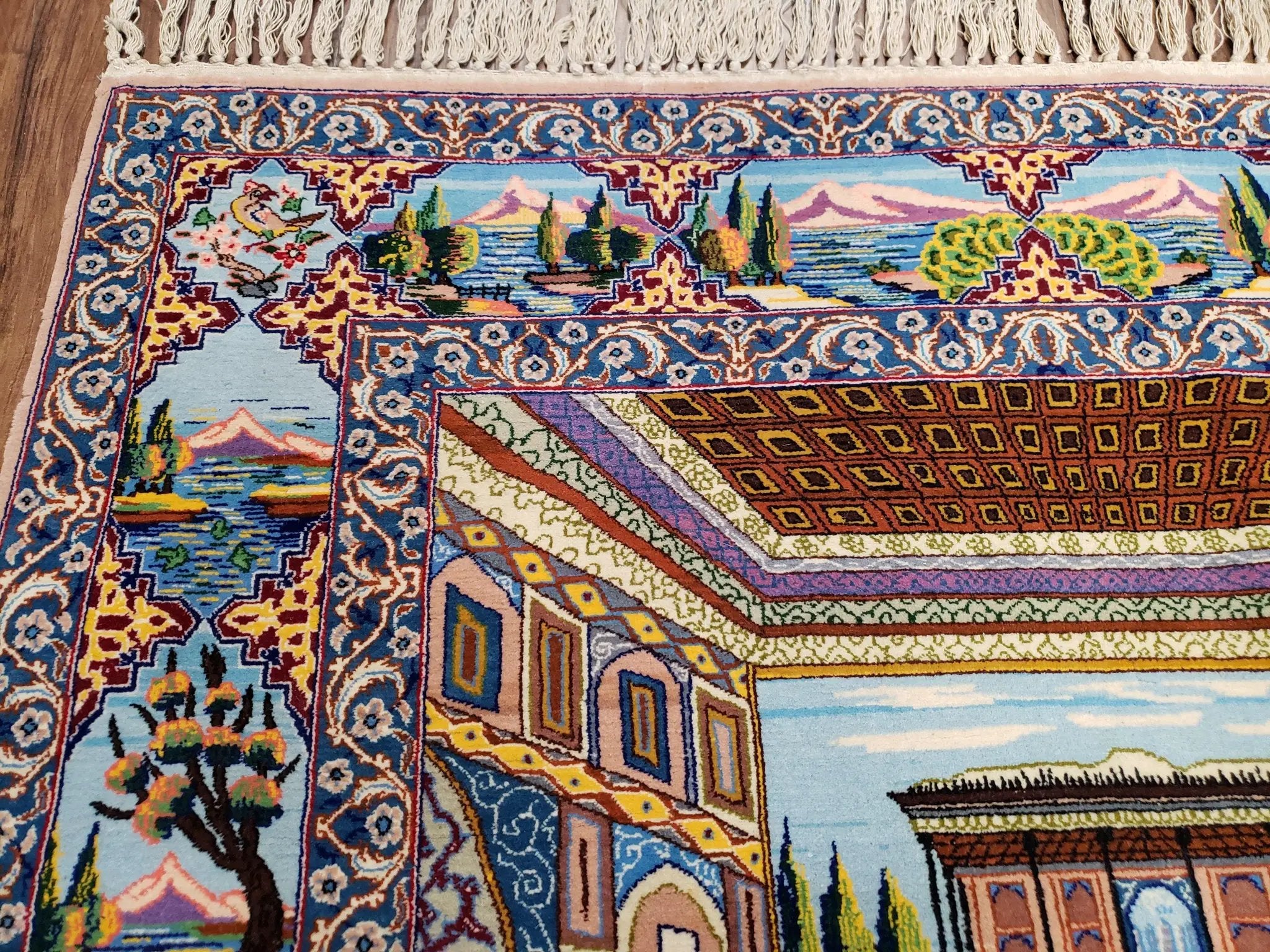 Persian Isfahan Pictorial Rug 3x5 – Kork Wool on Silk by Jewel Rugs