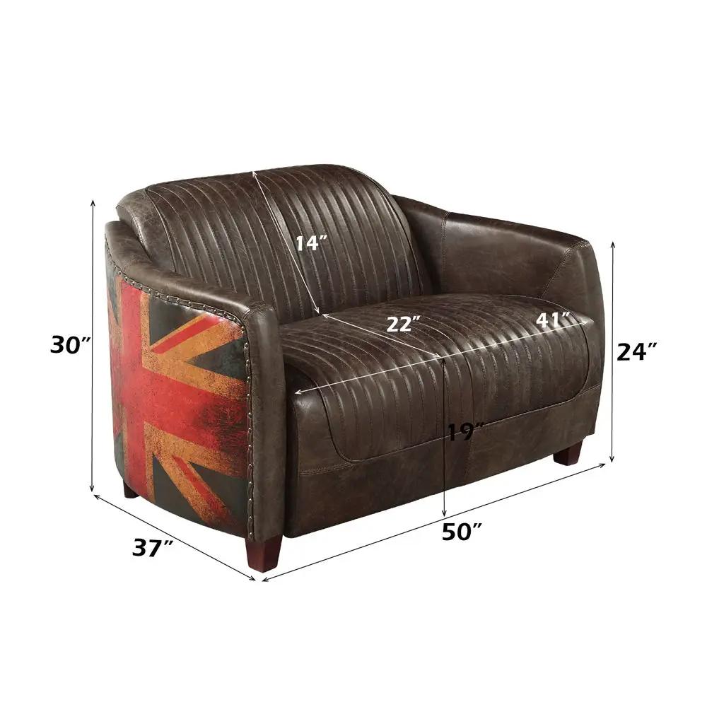 Brancaster - Loveseat - Antique Slate Top Grain Leather by Unique Piece Furniture