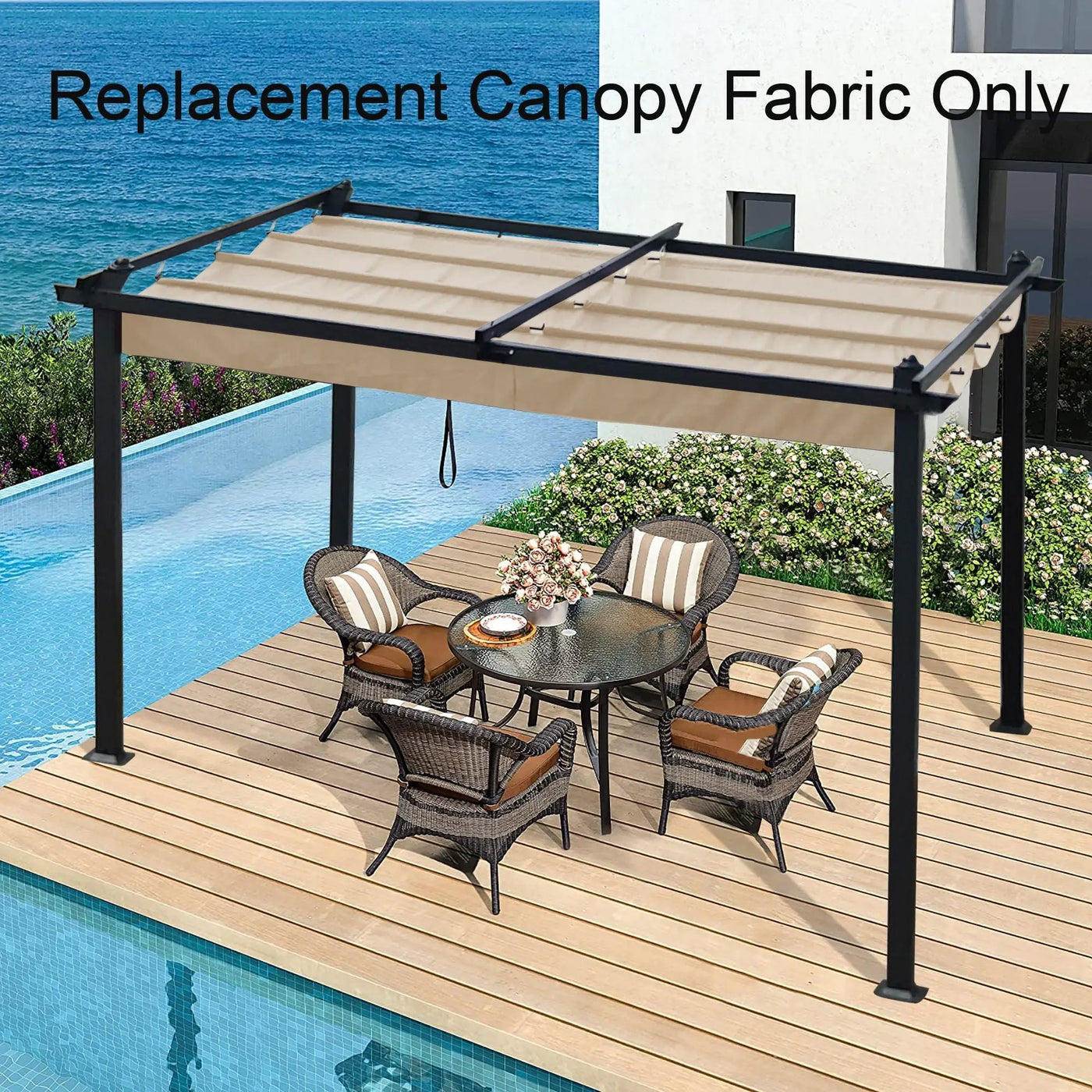 Replacement Canopy Top Cover Fabric For Outdoor Patio Retractable Pergola Sun-Shelter Canopy by HouseOfZazla