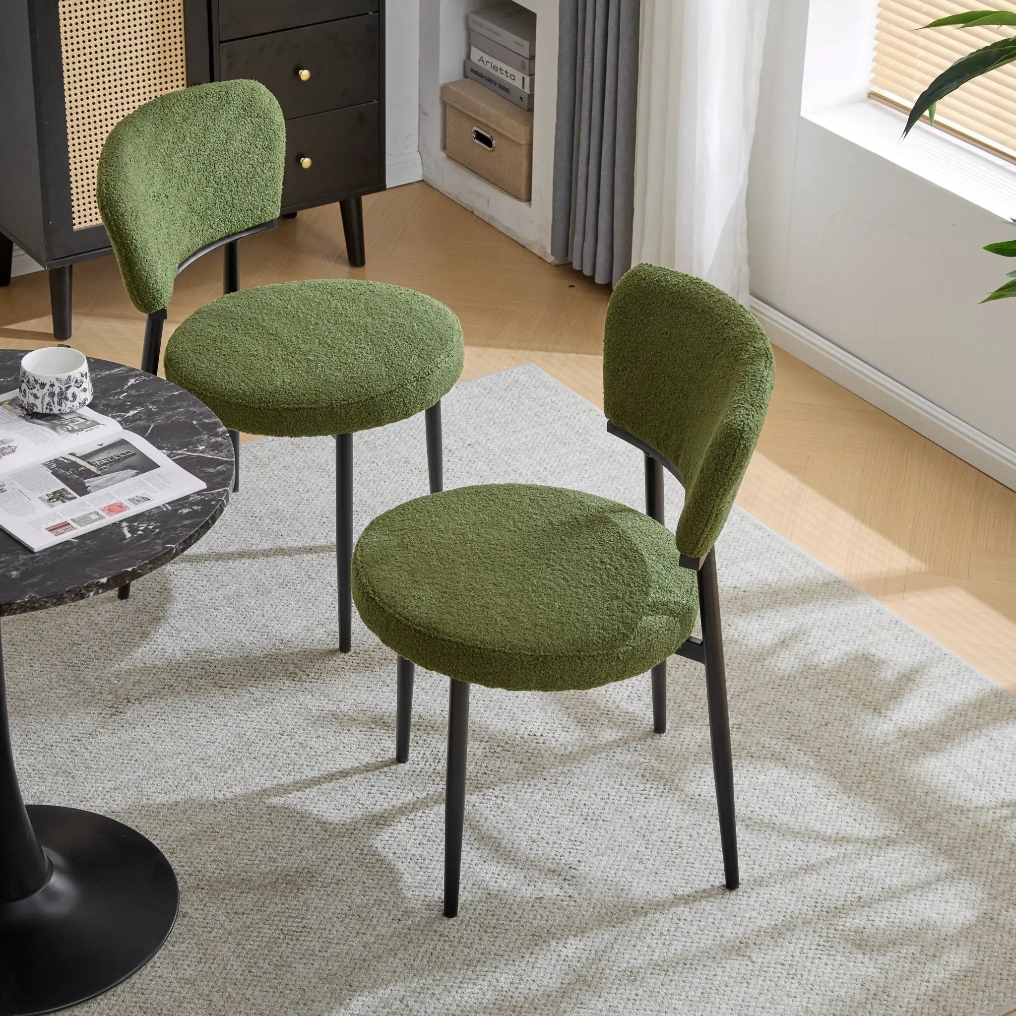 Upholstered Dining Chair (Set of 2) - Green Fabric by HouseOfZazla