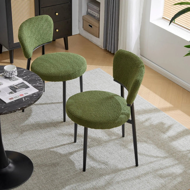 Upholstered Dining Chair (Set of 2) - Green Fabric by HouseOfZazla