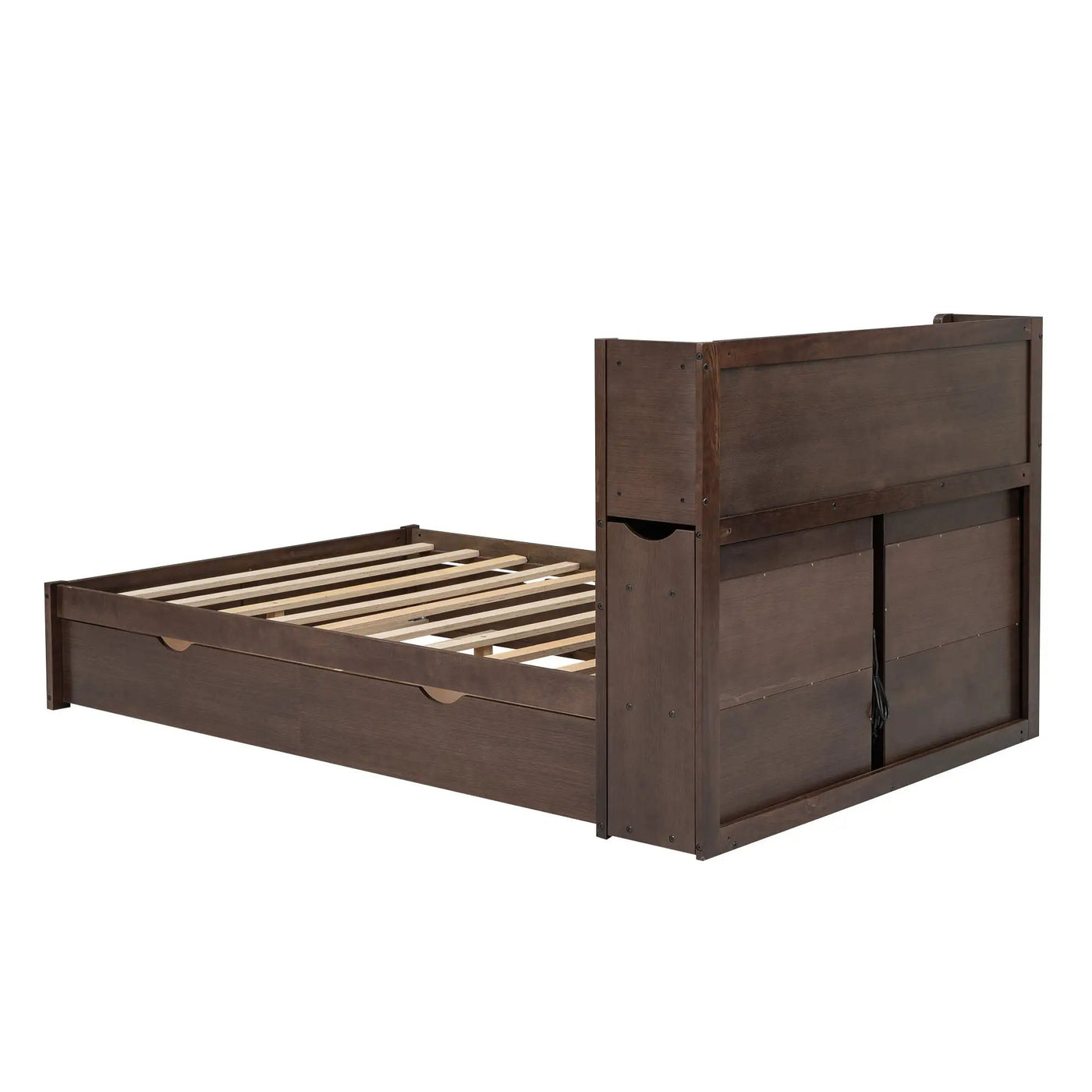Storage Platform Bed With Pull Out Shelves, Trundle, And 2 Drawers by HouseOfZazla