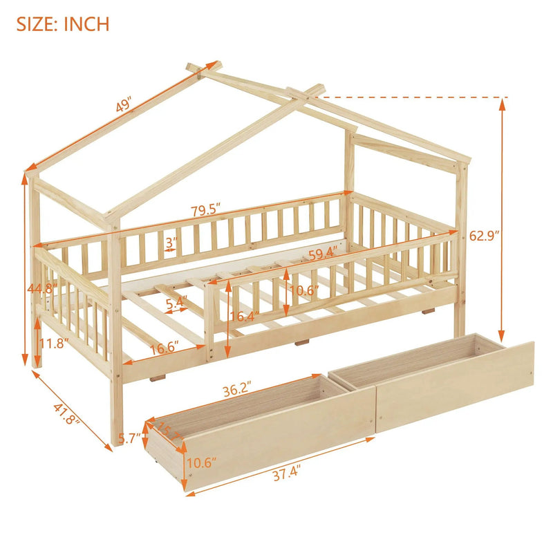 House Bed With 2 Drawers by HouseOfZazla