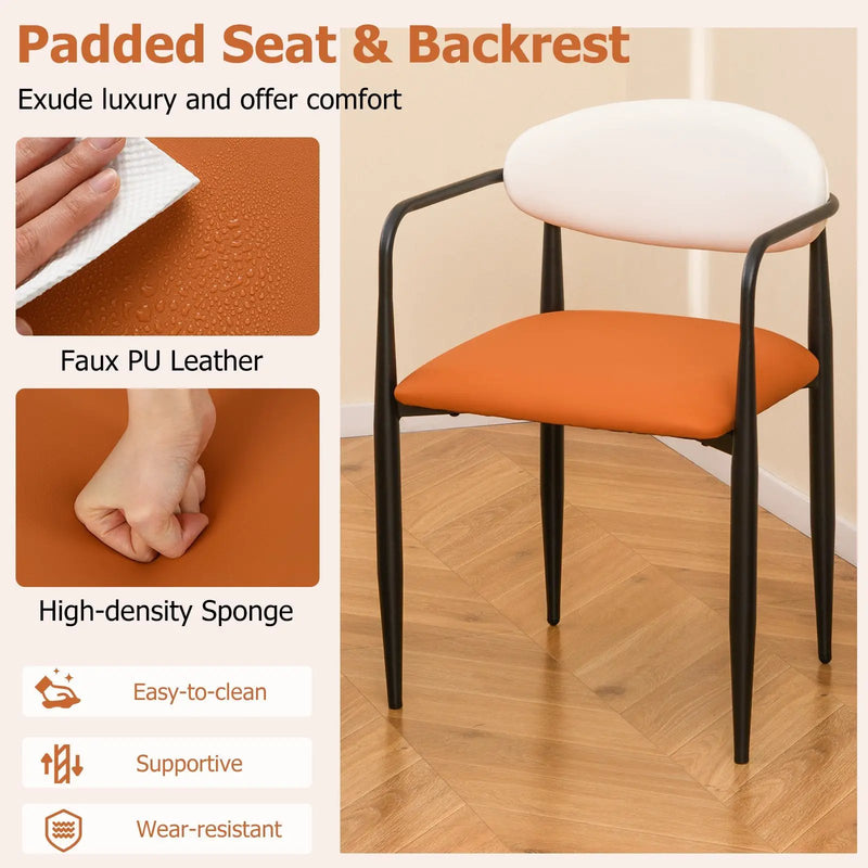 Modern Dining Chairs Set of 2 with Padded Seat and Curved Back by DirectDeals