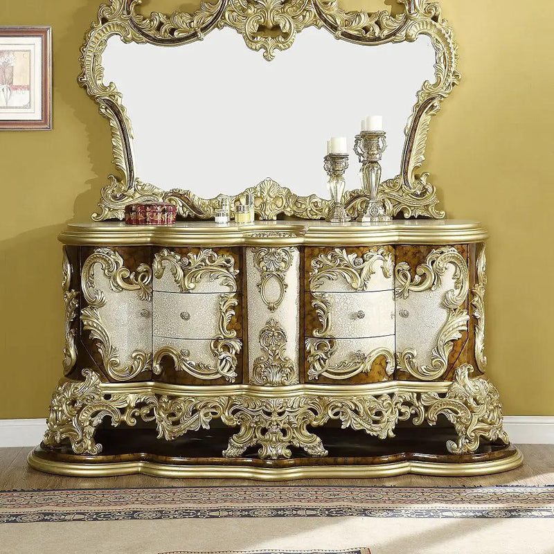 Desiderius - Dresser - Antique Gold & Hand Painted Brown by Unique Piece Furniture