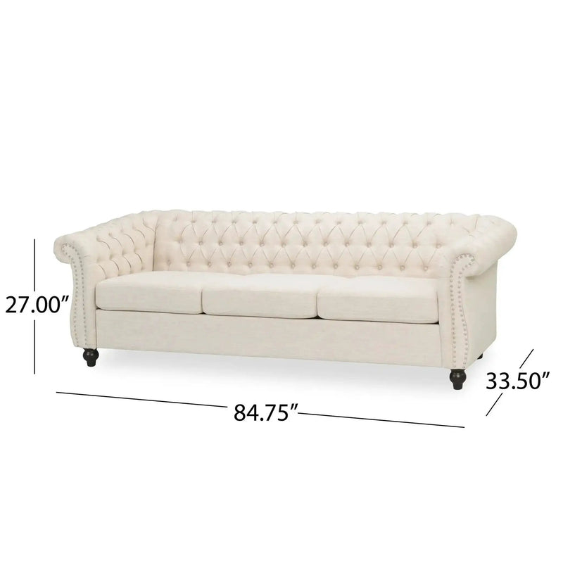 Chesterfield Style 3 Seater Sofa With Deep Button Tufting by HouseOfZazla