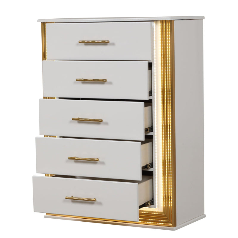 Obsession - 5 Drawer Chest - White by HouseOfZazla