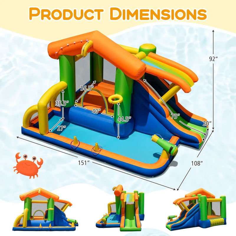 8-in-1 Jumping Castle with Slide and 520W Blower by DirectDeals