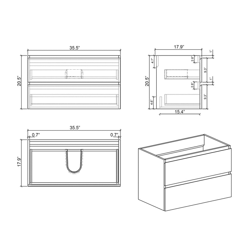 Alice 36W Wall Mount Cabinet Without Basin by HouseOfZazla