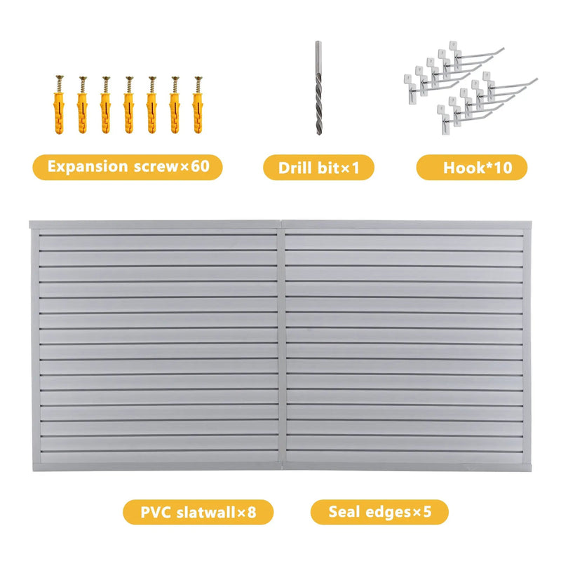 Heavy Duty PVC Slatwall Garage Organizer, 8ft x 4ft by HouseOfZazla