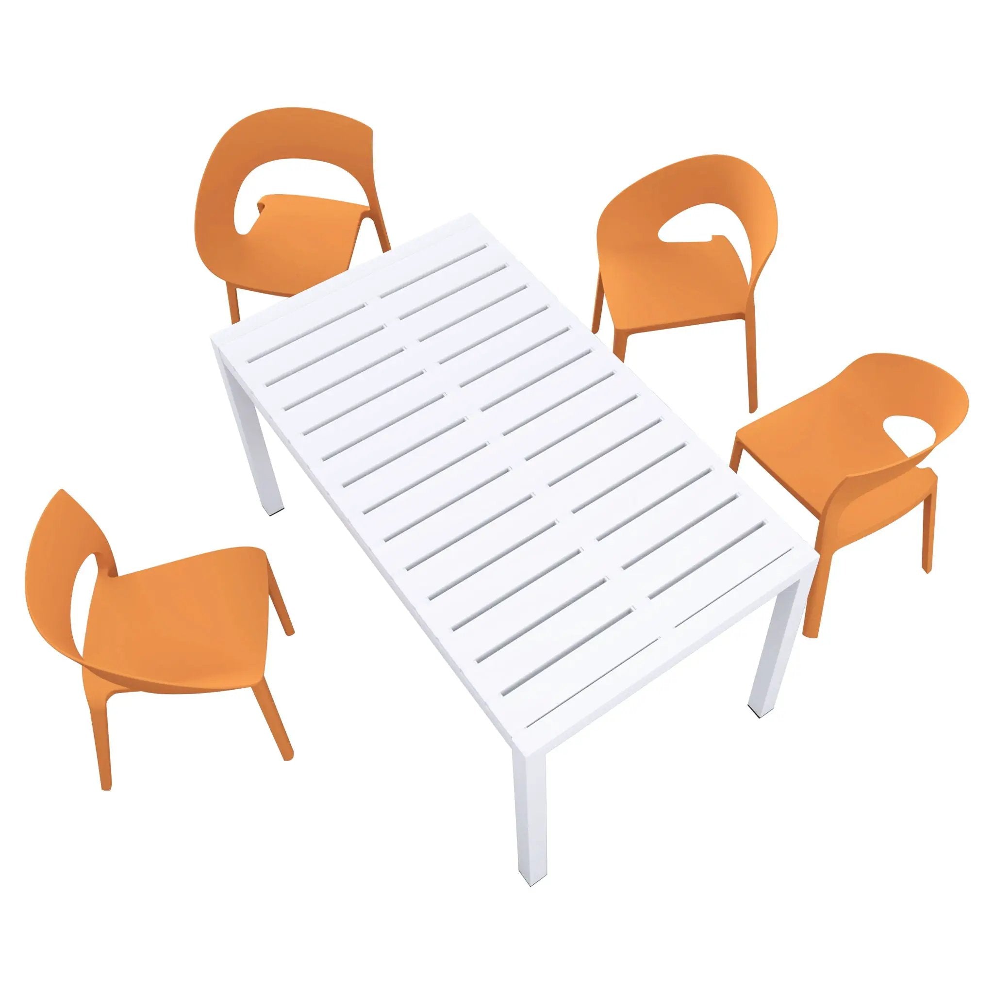 4 Piece Set Of Modern Designed Single Chairs With Long Table by Unique Piece Furniture