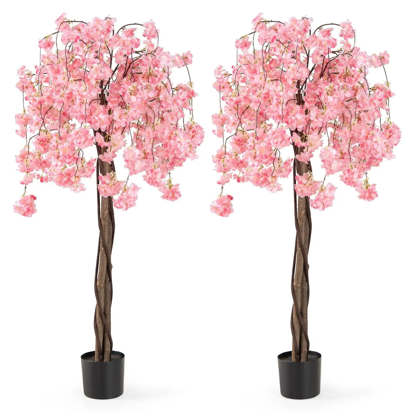 5.5 FT Tall Artificial Cherry Blossom Tree with Pink/White Flowers 2 Pack by DirectDeals