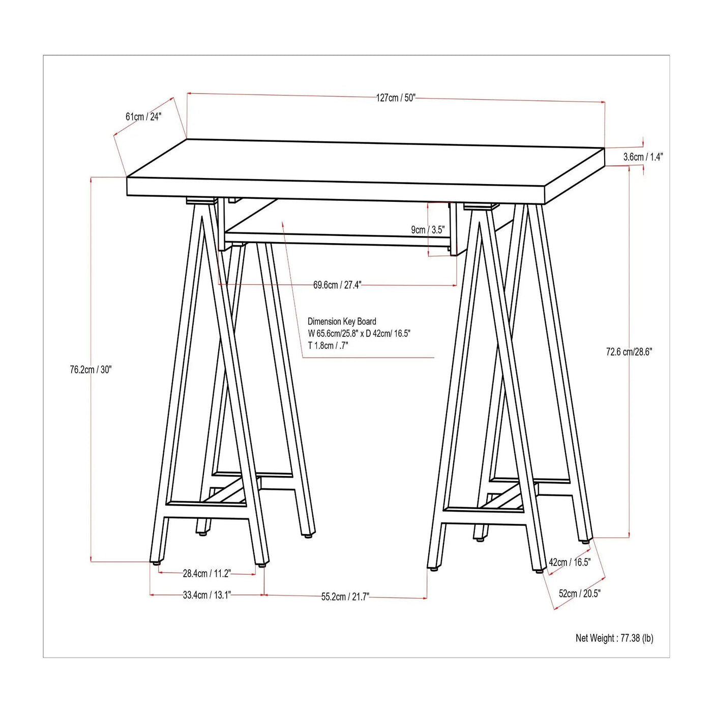 Sawhorse - Handcrafted Solid Desk by HouseOfZazla