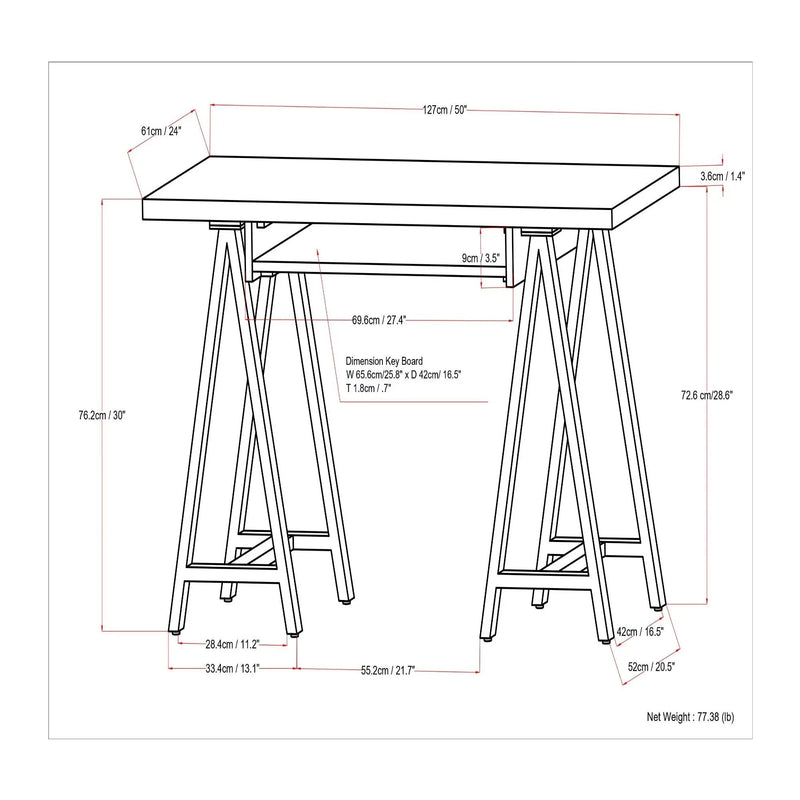 Sawhorse - Handcrafted Solid Desk by HouseOfZazla