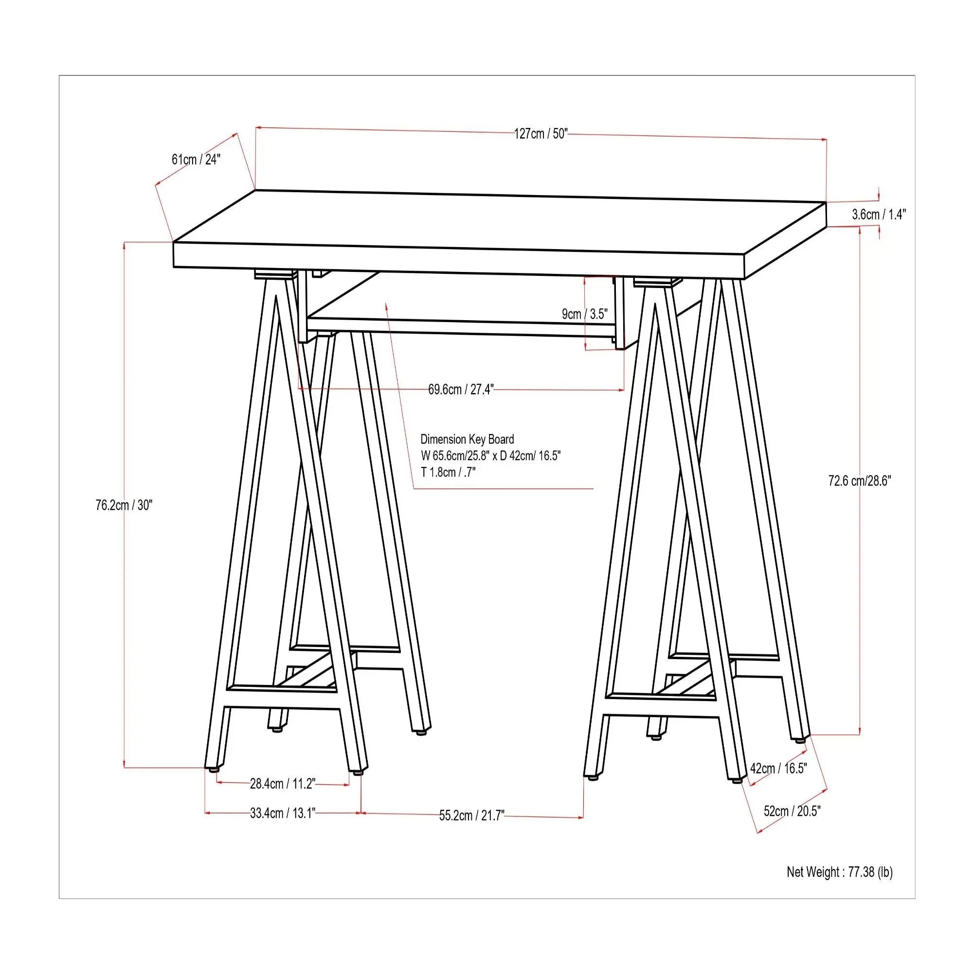 Sawhorse - Handcrafted Solid Desk by Unique Piece Furniture
