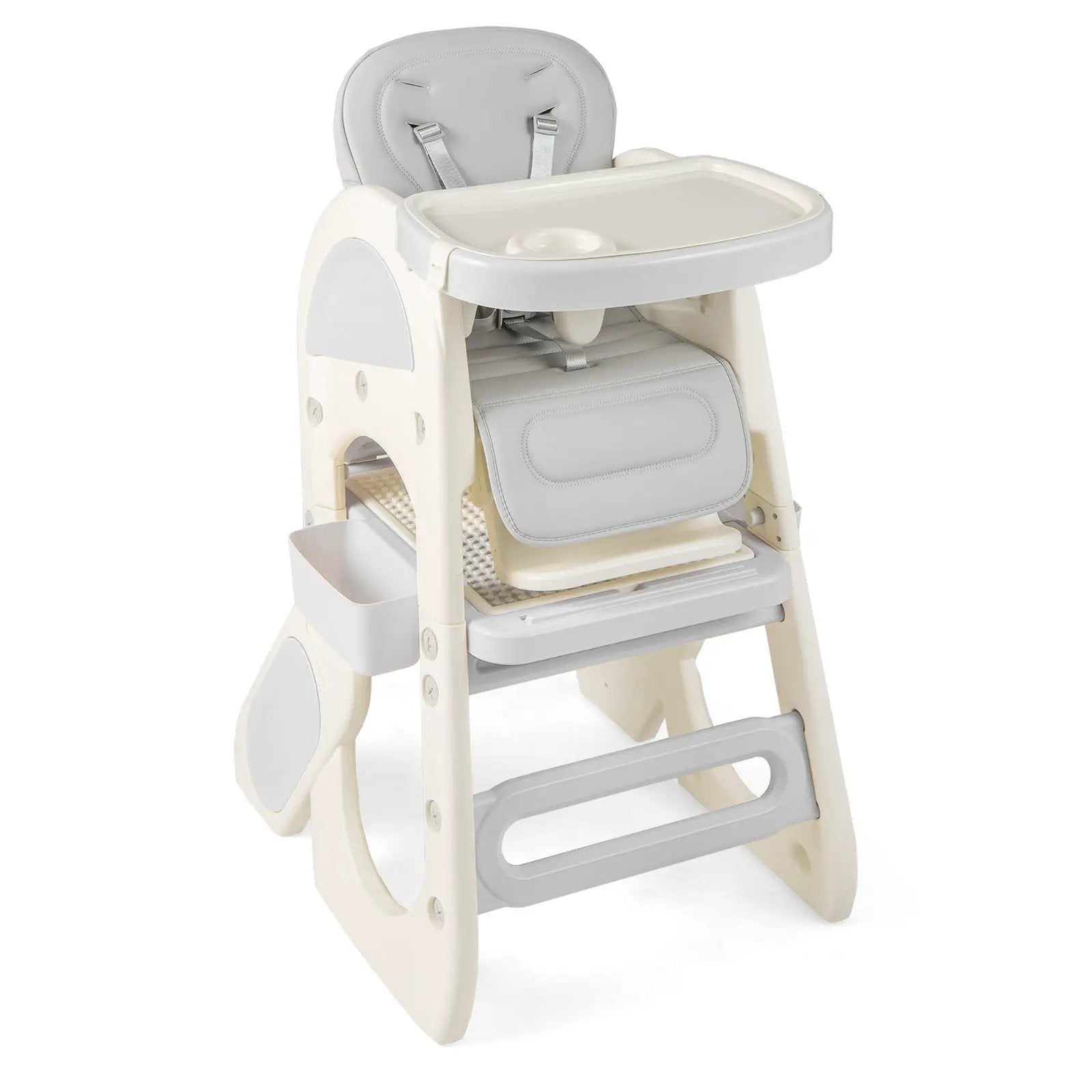 Convertible Baby High Chair with Double-layer Tray and Adjustable Backrest by DirectDeals