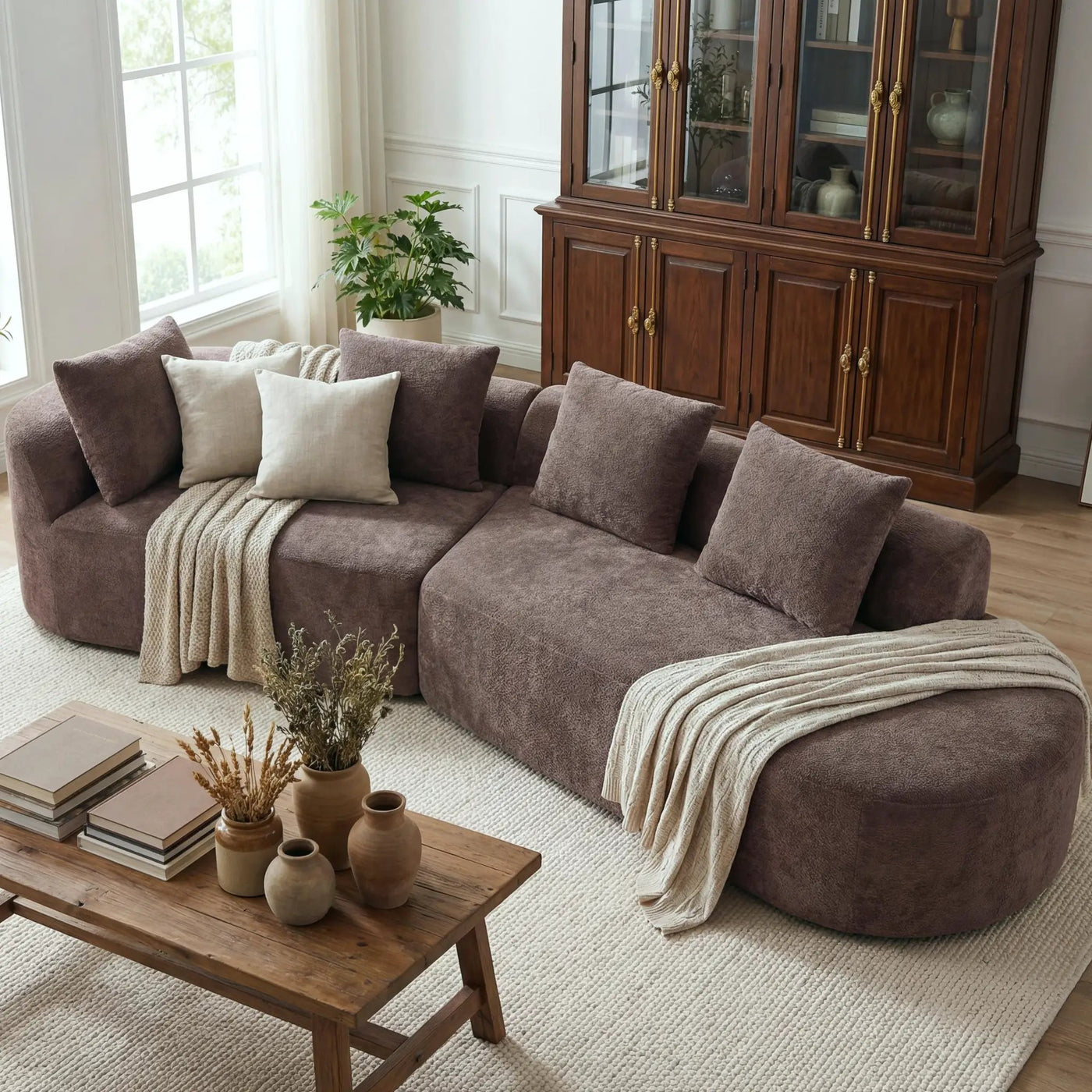 116" Modern Curved Sectional Sofa with High-Density Fully Compressed Sponge by HouseOfZazla