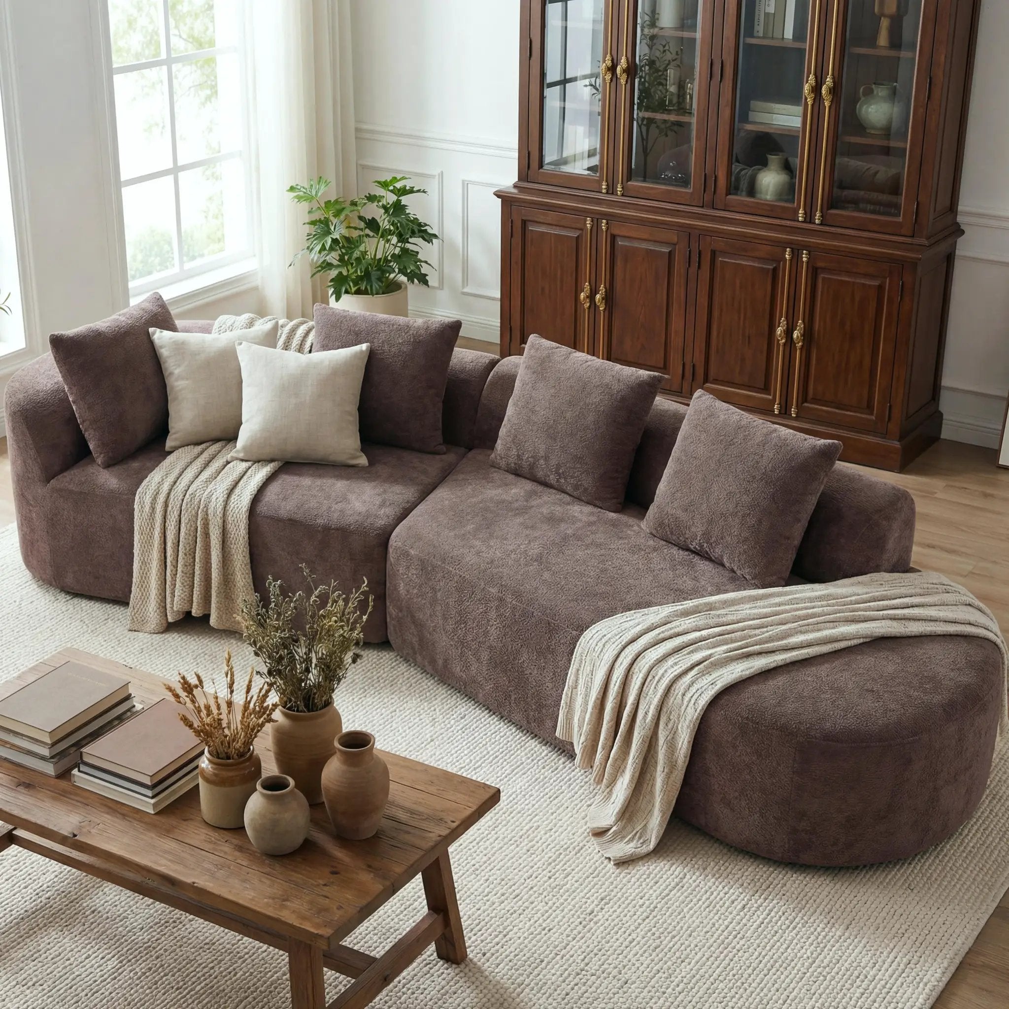 116" Modern Curved Sectional Sofa with High-Density Fully Compressed Sponge by HouseOfZazla