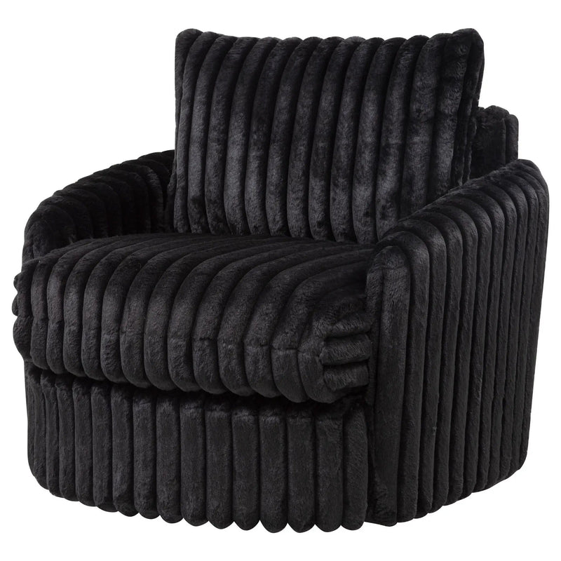 Sarco Corduroy Upholstered Swivel Accent Arm Chair Black by Unique Piece Furniture