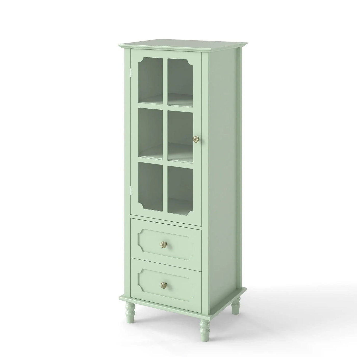 Minimalism Buffet Cabinet With Glass Doors And Double Drawer by Unique Piece Furniture