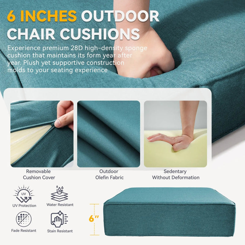 6" Thicker Outdoor Chair Cushion Set - Peacock by HouseOfZazla