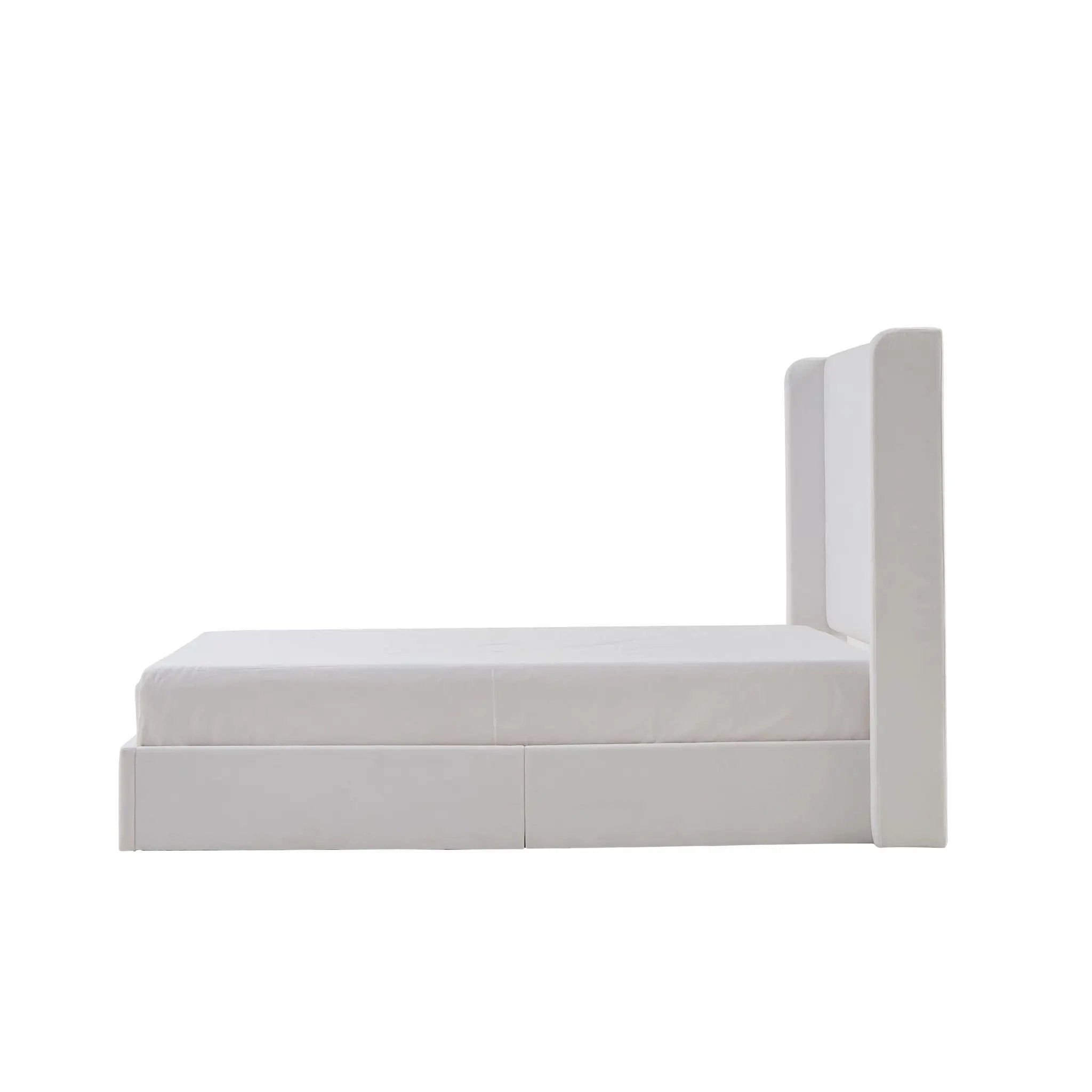 Carmen - King Size Upholstered Wingback Bed - White by HouseOfZazla