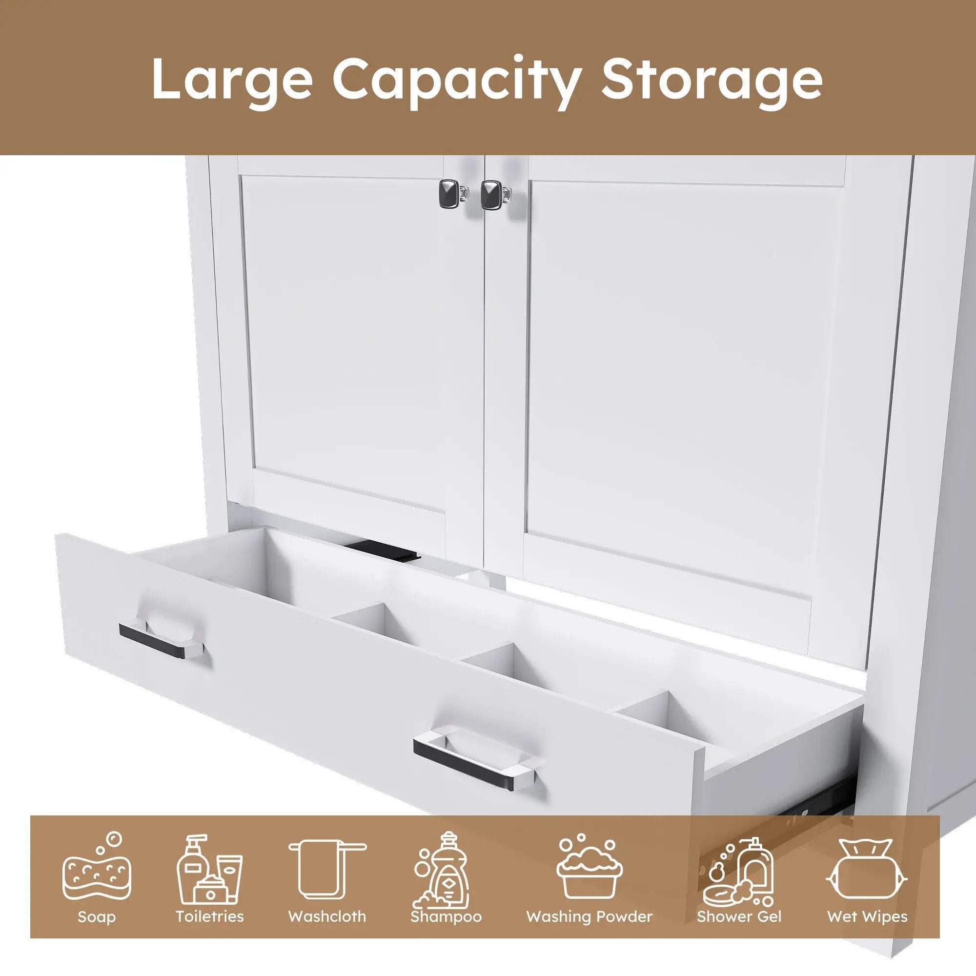 42" Bathroom Vanity Base With Doors And Drawer - White by Unique Piece Furniture