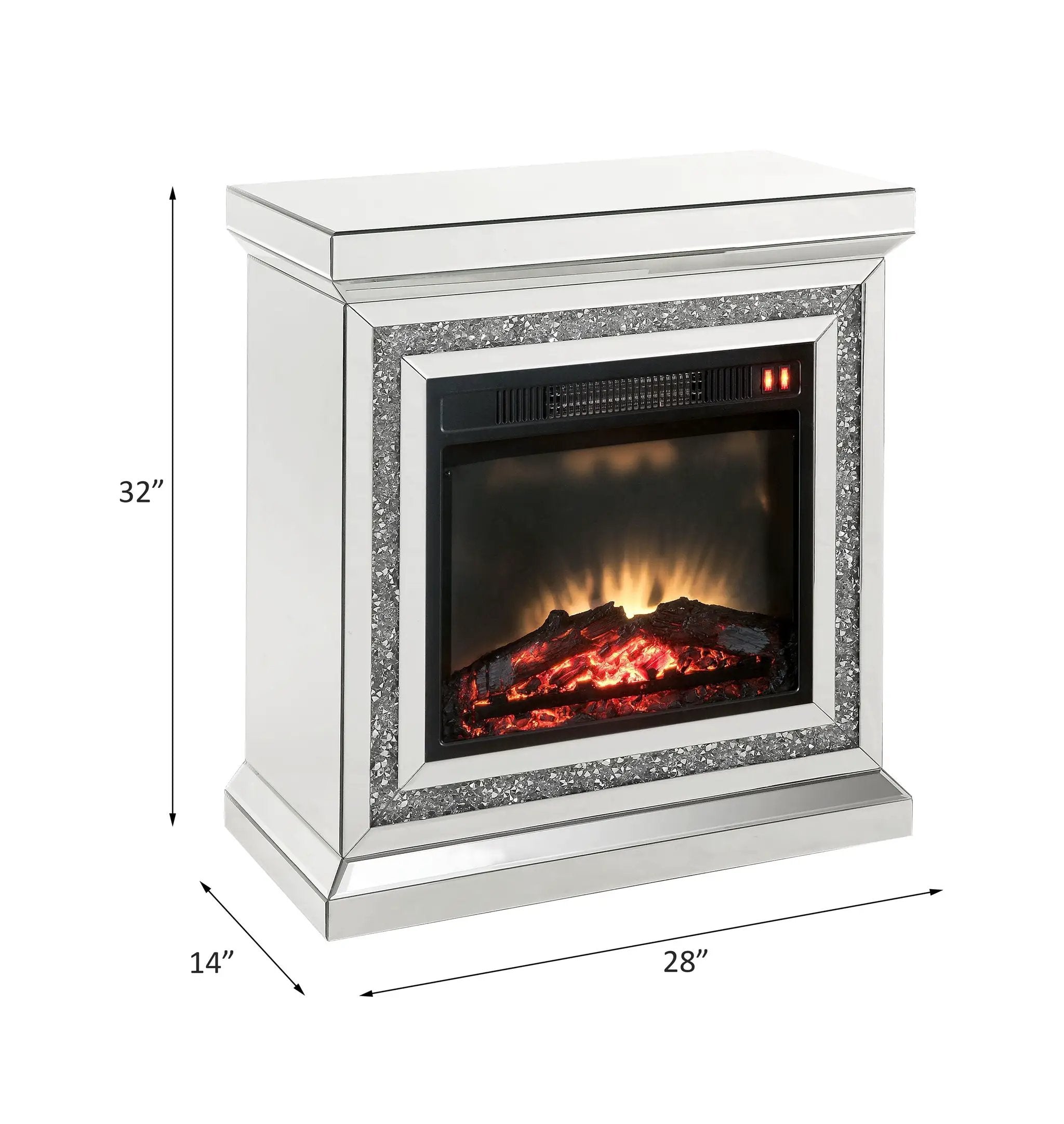 Noralie - 28" Fireplace - Mirrored & Faux Diamonds by Unique Piece Furniture