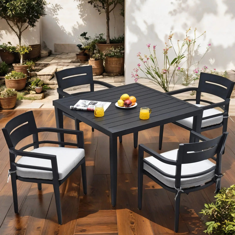 Outdoor Patio Dining Table With Tapered Feet & Umbrella Hole by Unique Piece Furniture