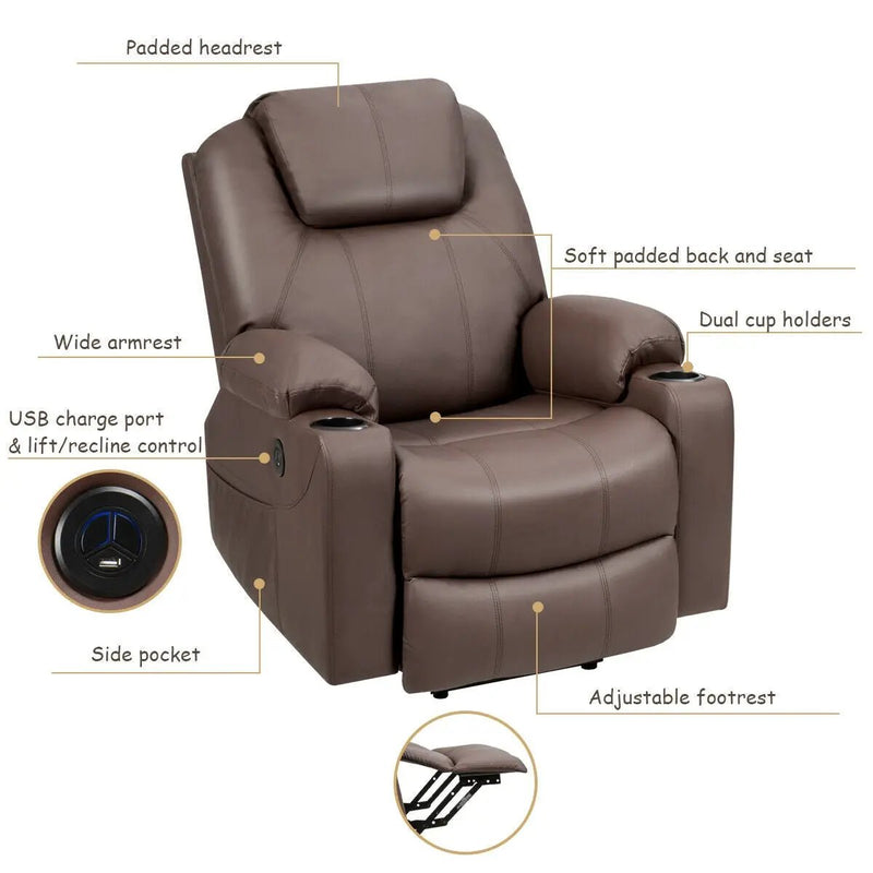 Electric Power Lift Leather Massage Sofa by DirectDeals