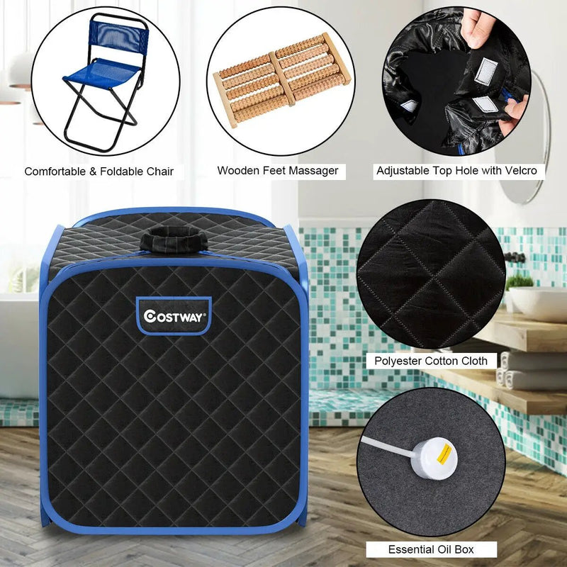 2L Portable Folding Steam Sauna Spa-Black by DirectDeals