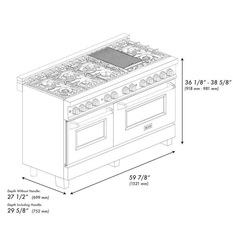 ZLINE 60"Autograph Range Dual Fuel, DuraSnow, White Door,RASZ-WM-60-MB by Farmhouse Kitchen and Bath