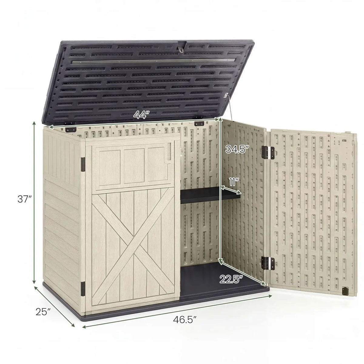 20 Cu.Ft Horizontal Resin Storage Shed with Adjustable Shelf, photo 5 of 24