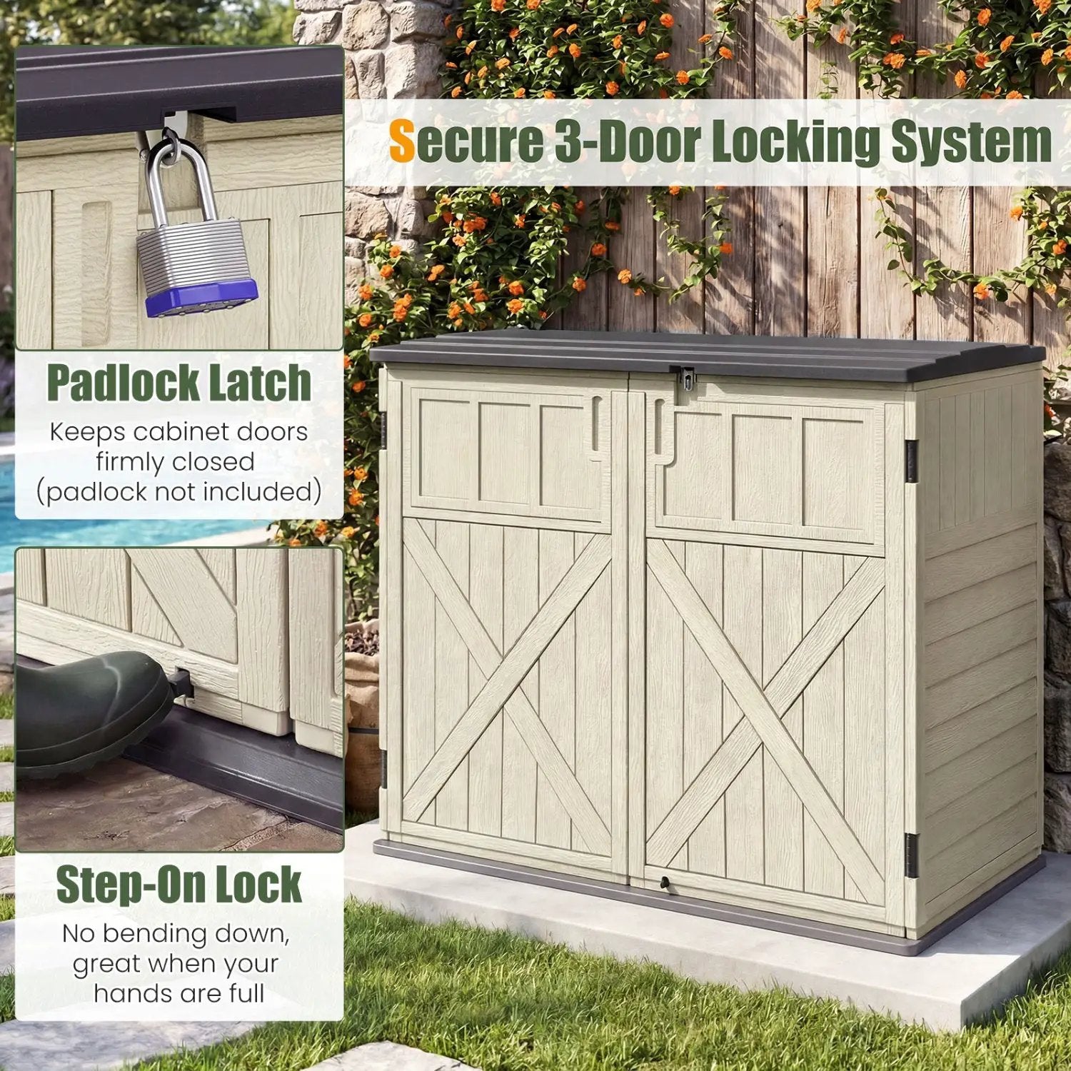 20 Cu.Ft Horizontal Resin Storage Shed with Adjustable Shelf by DirectDeals