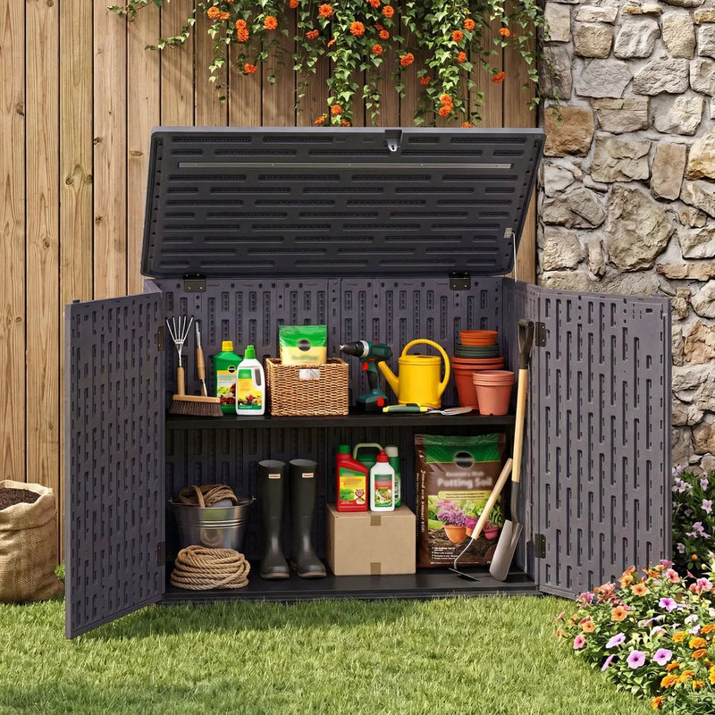 20 Cu.Ft Horizontal Resin Storage Shed with Adjustable Shelf by DirectDeals