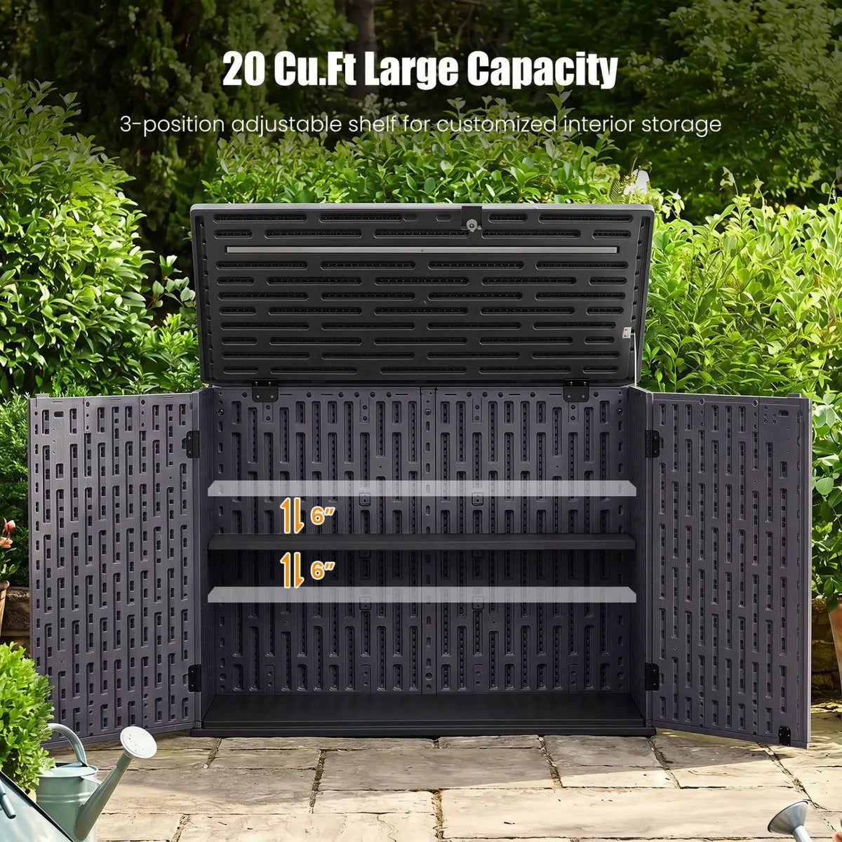 20 Cu.Ft Horizontal Resin Storage Shed with Adjustable Shelf, photo 14 of 24