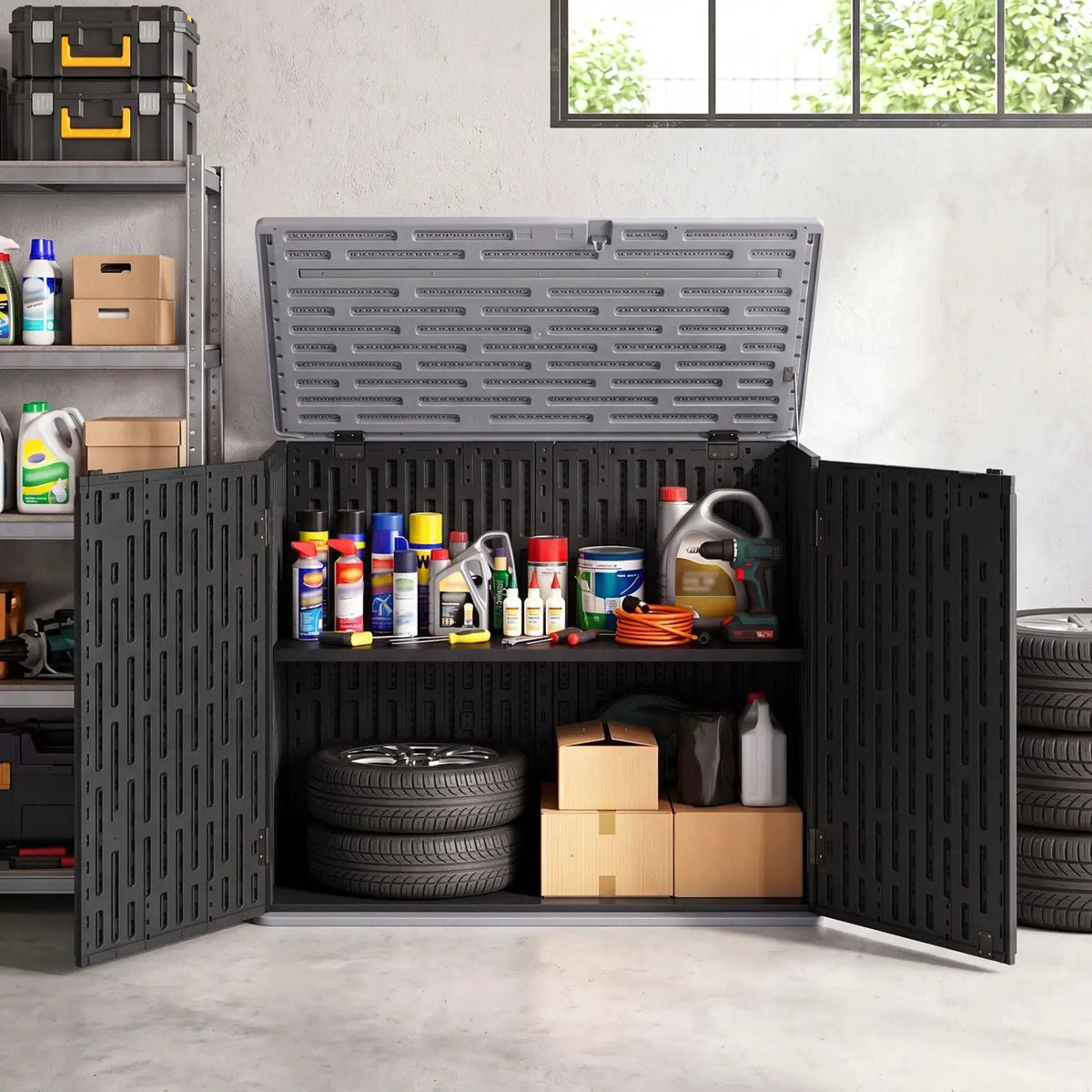 20 Cu.Ft Horizontal Resin Storage Shed with Adjustable Shelf, photo 18 of 24