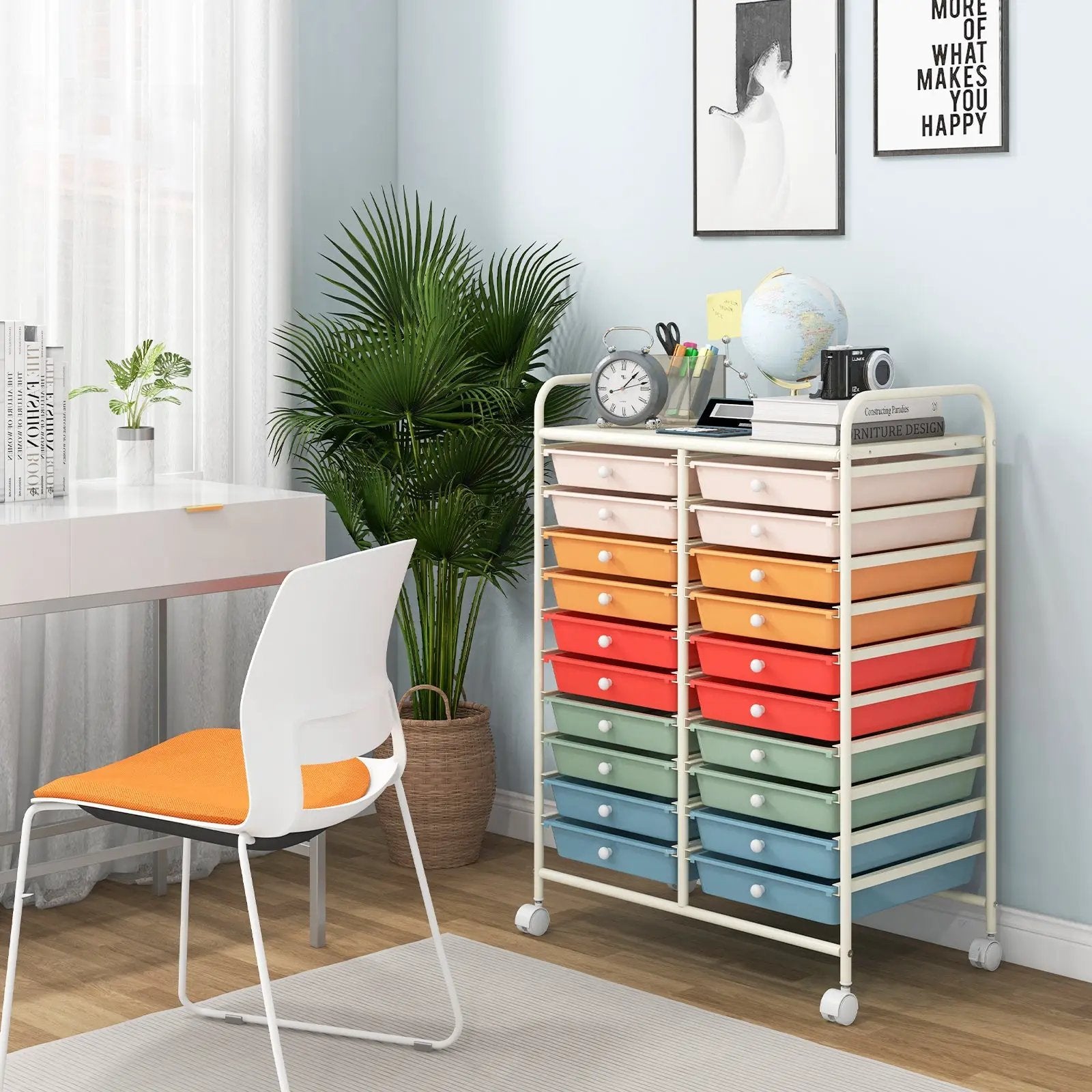 20 Drawers Rolling Storage Cart Studio Organizer-Deep Multicolor by DirectDeals