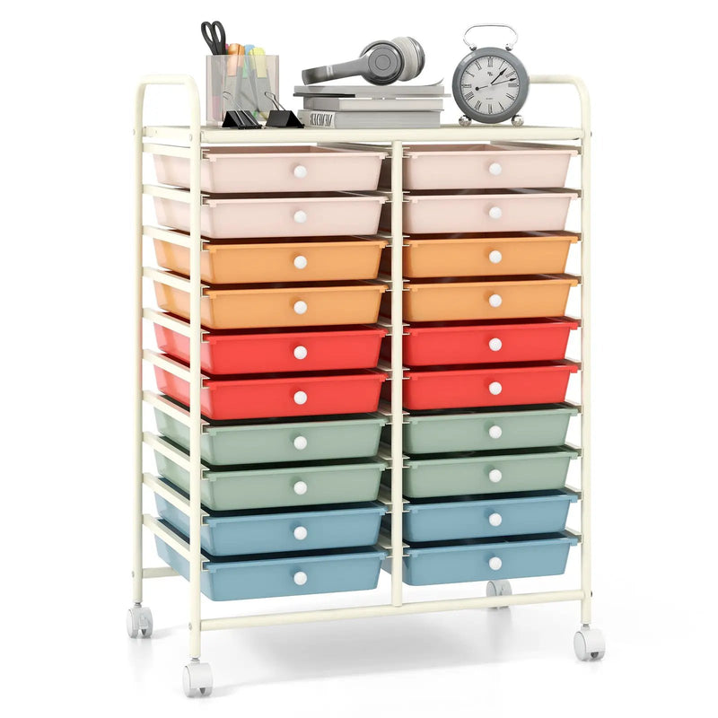 20 Drawers Rolling Storage Cart Studio Organizer-Deep Multicolor by DirectDeals