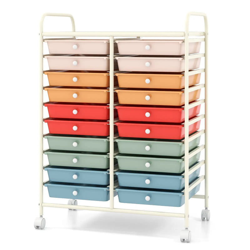 20 Drawers Rolling Storage Cart Studio Organizer-Deep Multicolor by DirectDeals