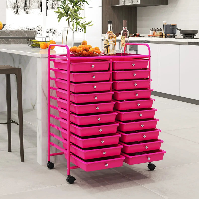 20 Removable Drawers Rolling Storage Cart Studio Organizer-Pink by DirectDeals
