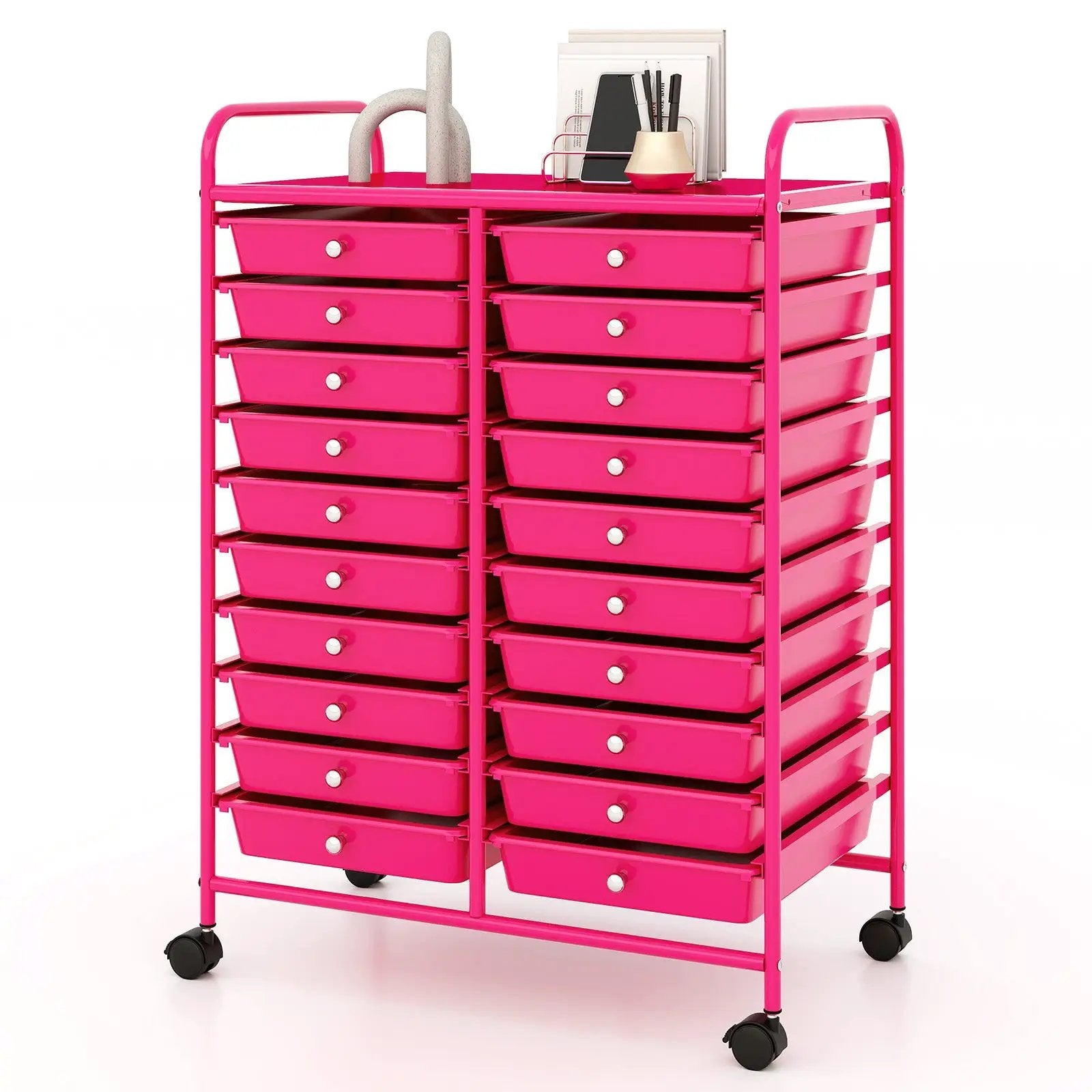 20 Removable Drawers Rolling Storage Cart Studio Organizer-Pink by DirectDeals