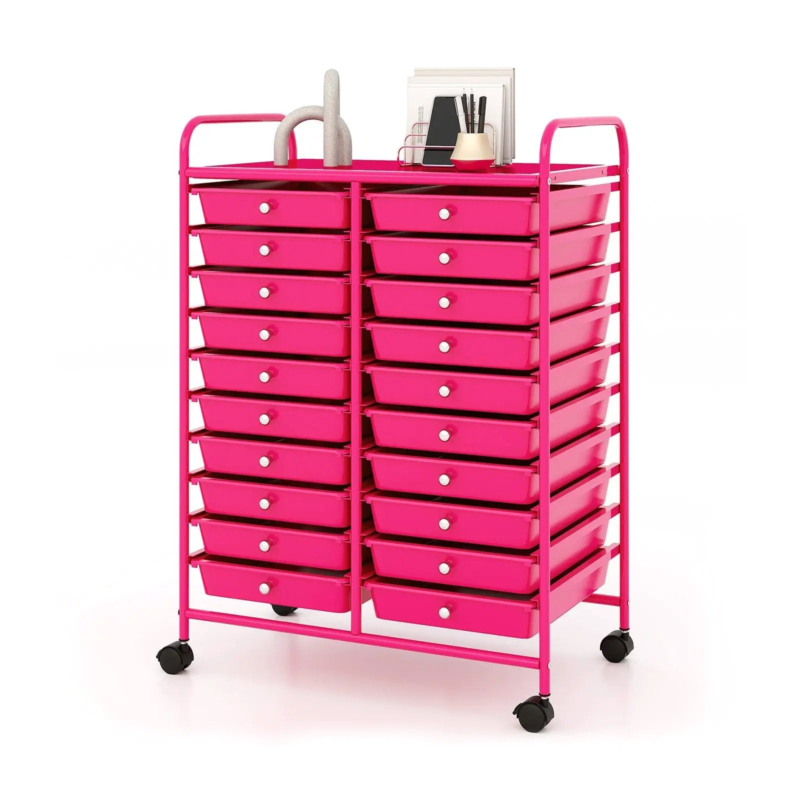 20 Removable Drawers Rolling Storage Cart Studio Organizer-Pink by DirectDeals