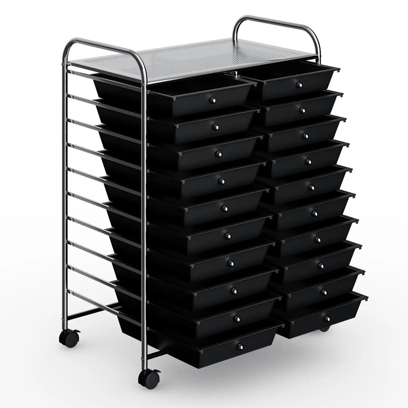 20 Drawers Storage Rolling Cart Studio Organizer-Black by DirectDeals