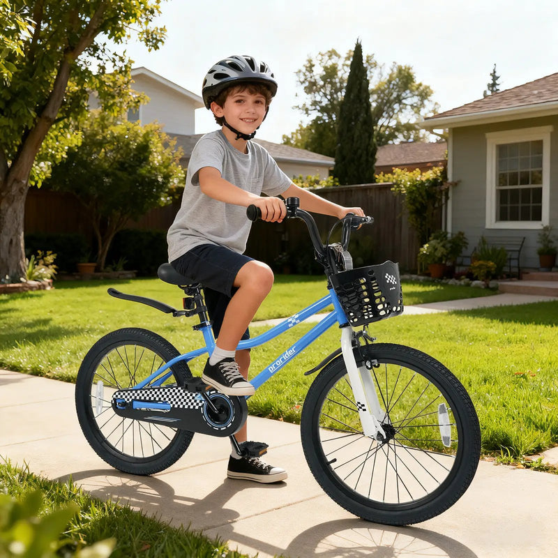 20 Inch Kids Bike Adjustable with Kickstand and Storage Basket for Aged 8+ Years by DirectDeals