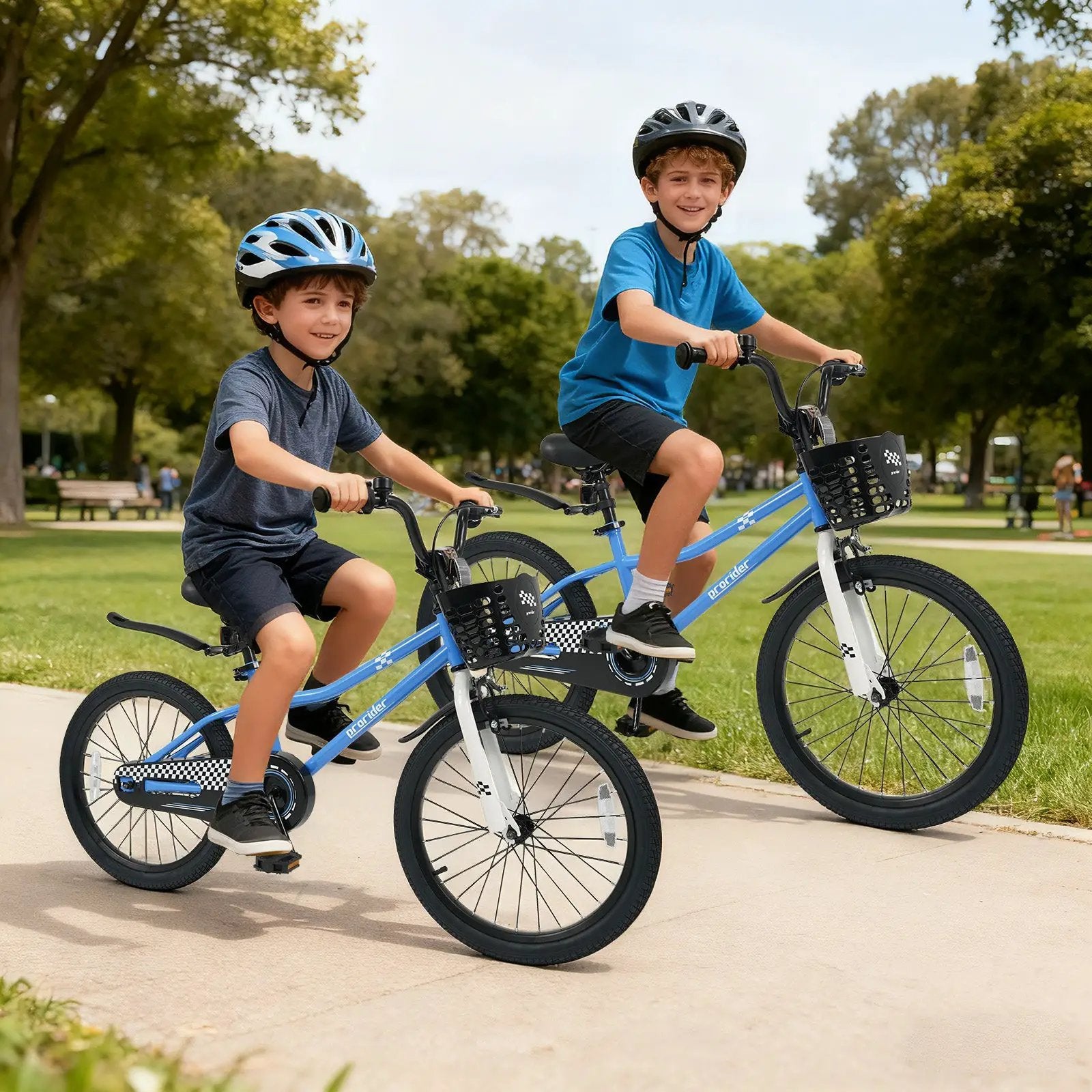 20 Inch Kids Bike Adjustable with Kickstand and Storage Basket for Aged 8+ Years by DirectDeals