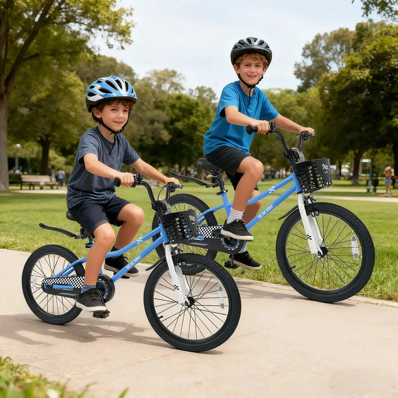 20 Inch Kids Bike Adjustable with Kickstand and Storage Basket for Aged 8+ Years by DirectDeals