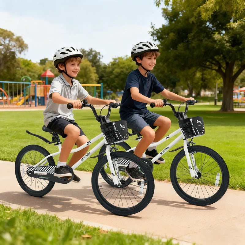20 Inch Kids Bike Adjustable with Kickstand and Storage Basket for Aged 8+ Years by DirectDeals
